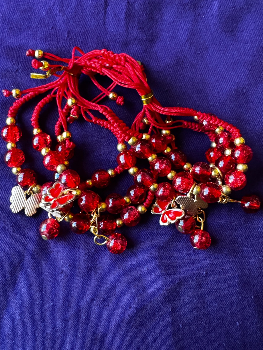 Butterfly W/ Gold Accents Set of 6 Beaded Bracelets NWOT
